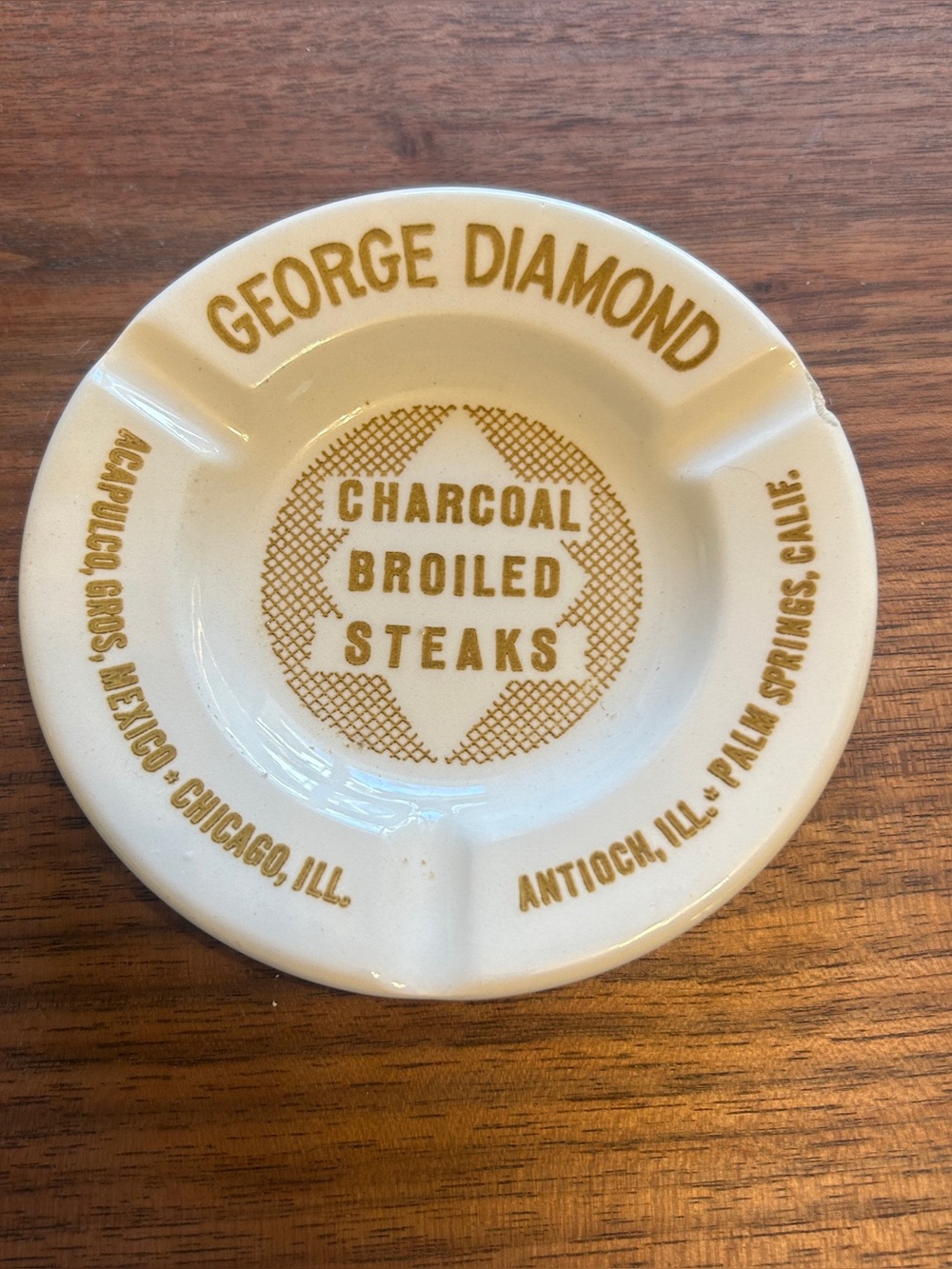 Vtg George Diamond Steakhouse Ad Ashtray Palm Springs CA Chicago IL 5.25"
USA